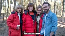 PHD's cover coat on set with the cast of Coronation Street