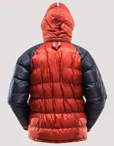 Rear view showing clip loop for securing, adjustable helmet-sized hood with volume reducer, reflect tape, and elasticated back